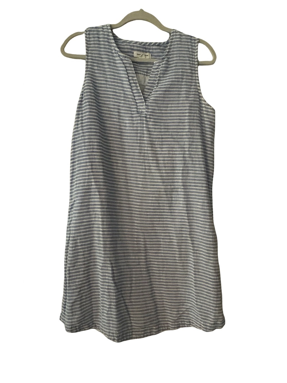 Beachlunchlounge Striped Linen Blend Sleeveless V-Neck Tunic Top Medium M